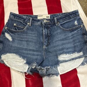 GARAGE Women's Distressed Blue Denim Shorts